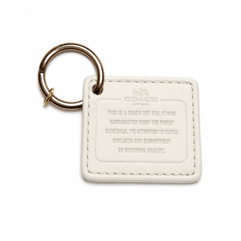 Coach White Leather Square Key Fob Creed Bag Charm